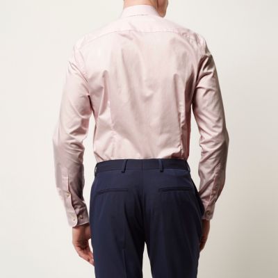 Pink twill slim fit shirt